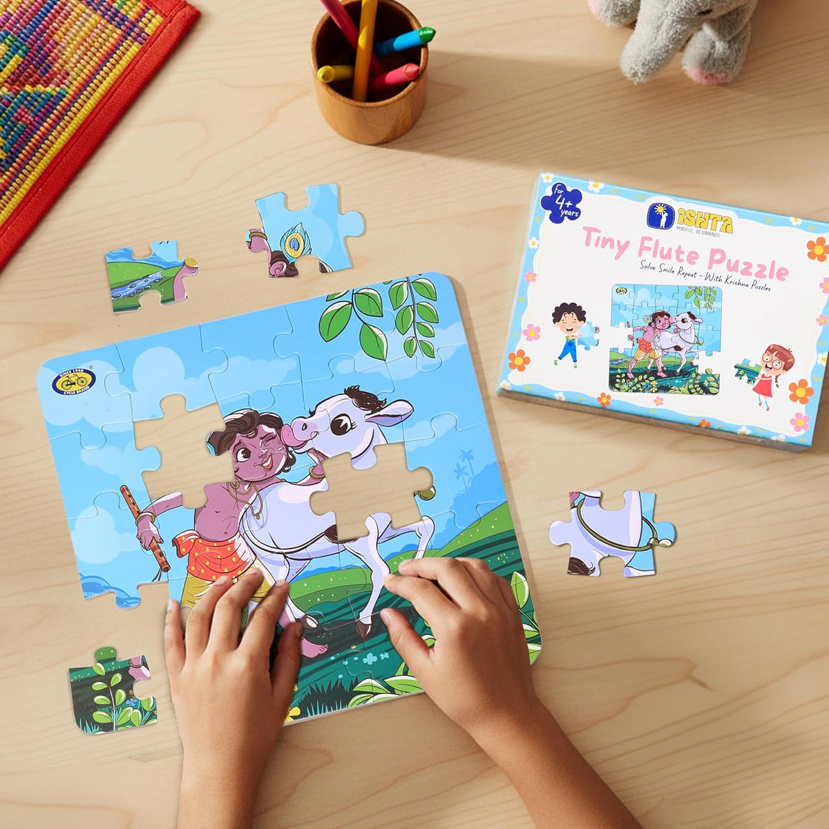 Kids' Puzzle – Krishna with Cow | Tiny Flute Puzzle
